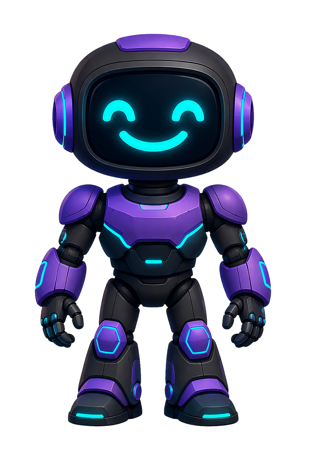 Digit, a purple and black robot with a cyan face